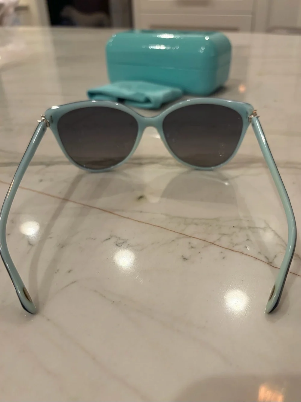 Tiffany & Co. Women’s Black Oversized Cat Eye Sunglasses with Tiffany Blue Case